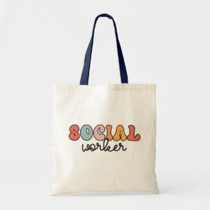 Retro sociaal werker tote bag