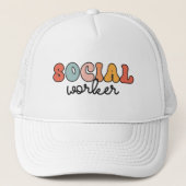 Retro sociaal werker trucker pet (Voorkant)