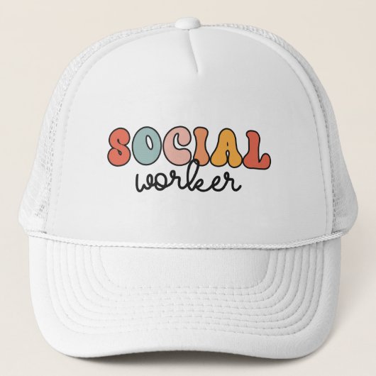 Retro sociaal werker trucker pet (Voorkant)