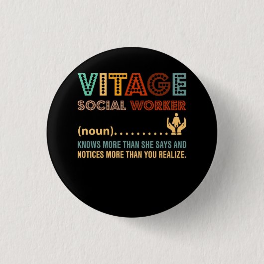Retro  Social Worker Definition Public Serv Ronde Button 3,2 Cm (Voorkant)