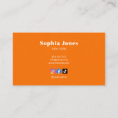 Retro sociale media minimalistisch Sinaasappel Visitekaartje (Achterkant)