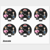 Retro Sock Hop Birthday Party Ronde Sticker (Vel)