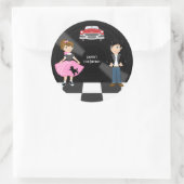 Retro Sock Hop Birthday Party Ronde Sticker (Tas)