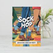 Retro Sock Hop Party Kaart (Staand voorkant)