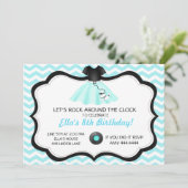 Retro Sock Hop Poedel Rok Verjaardag Uitnodigingen (Staand voorkant)