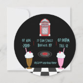 Retro Sock Hop Verjaardagsfeest Uitnodiging (Achterkant)