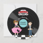 Retro Sock Hop Verjaardagsfeest Uitnodiging (Voorkant)