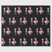 Retro Sock Hop Verjaardagsfeestje Cadeaupapier (Vlak)