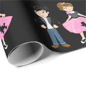 Retro Sock Hop Verjaardagsfeestje Cadeaupapier (Rol Hoek)