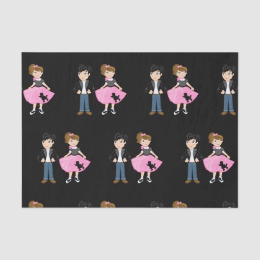 Retro Sock Hop Verjaardagsfeestje Tissuepapier (Voorkant)