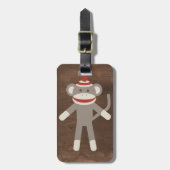 Retro Sock Monkey Bagagelabel (Voorkant verticaal)