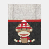 Retro Sock Monkey Fleece Deken (Voorkant)