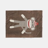 Retro Sock Monkey Fleece Deken (Voorkant (Horizontaal))