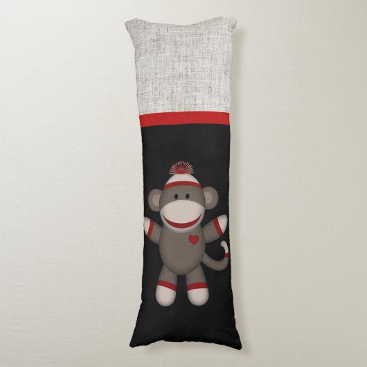 Retro Sock Monkey Lichaamskussen (Voorkant Verticaal)