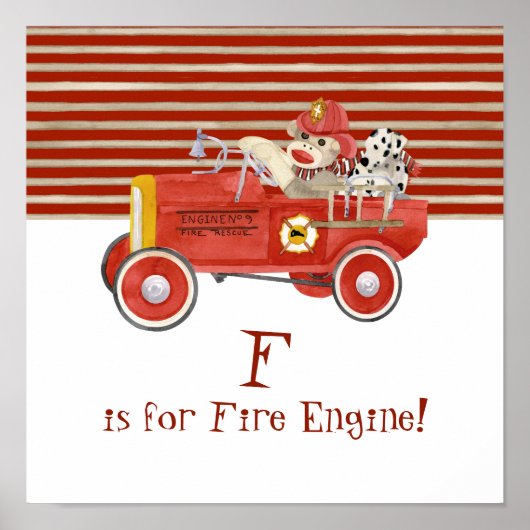 Retro Sock Monkey met Muts Kindergeschenken voor J Poster (Voorkant)