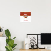 Retro Sock Monkey met Mutsje Babyjongens Cadeaus Poster (Thuiskantoor)