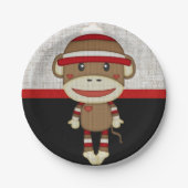 Retro Sock Monkey Papieren Bordje (Voorkant)