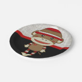 Retro Sock Monkey Papieren Bordje (Gekanteld)