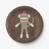 Retro Sock Monkey Papieren Bordje (Voorkant)
