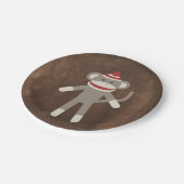 Retro Sock Monkey Papieren Bordje (Gekanteld)