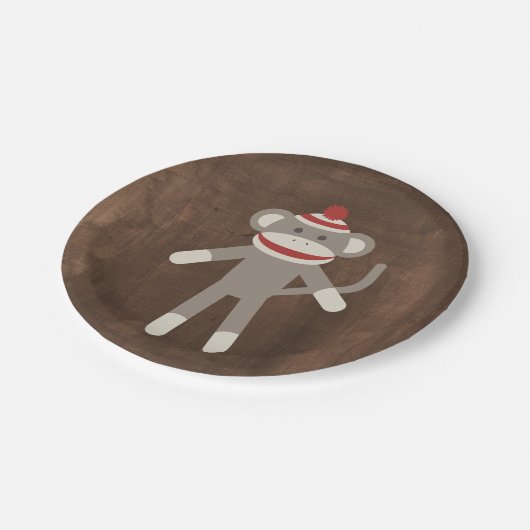 Retro Sock Monkey Papieren Bordje (Gekanteld)