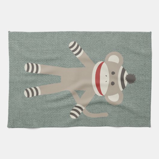 Retro Sock Monkey Theedoek (Horizontaal)