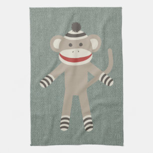 Retro Sock Monkey Theedoek