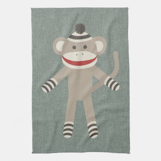 Retro Sock Monkey Theedoek (Verticaal)