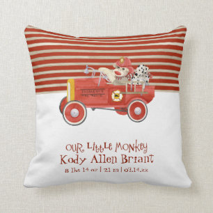 Retro Sock Monkey w Fire Engine Baby-cadeautjes Kussen