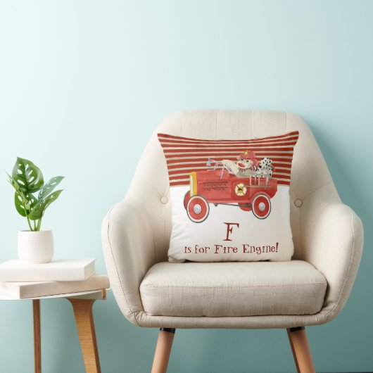 Retro Sock Monkey w Fire Engine Baby-cadeautjes Kussen (Stoel)