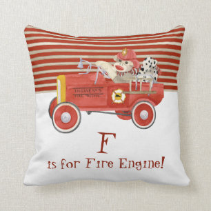 Retro Sock Monkey w Fire Engine Baby-cadeautjes Kussen