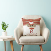 Retro Sock Monkey w Stocking Pet Baby Boy Gifts Kussen (Stoel)