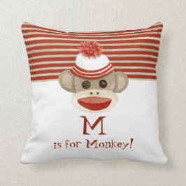 Retro Sock Monkey w Stocking Pet Baby Boy Gifts Kussen