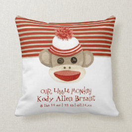 Retro Sock Monkey w Stocking Pet Baby Boy Gifts Kussen