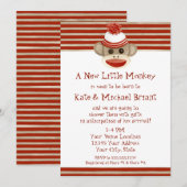 Retro Sock Monkey w Stocking Pet Baby Boy Shower Kaart (Voorkant / Achterkant)