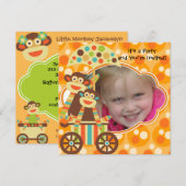 Retro Sock Monkeys Fotodag uitnodiging (Voorkant / Achterkant)