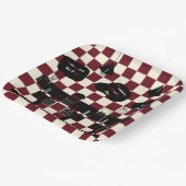 Retro Soda fontain Shop Red Squares Papieren Bordje (Gebogen)