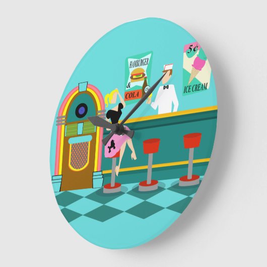 Retro Soda Fountain Acryl Grote Klok (Hoek)