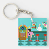 Retro Soda Fountain AcrylSleutelhanger Sleutelhanger (Voorkant)