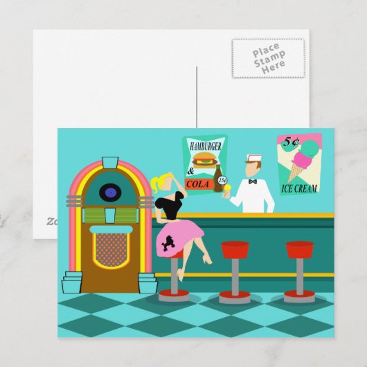 Retro Soda Fountain Briefkaart (Voorkant / Achterkant)