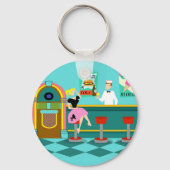 Retro Soda Fountain Button Sleutelhanger (Voorkant)
