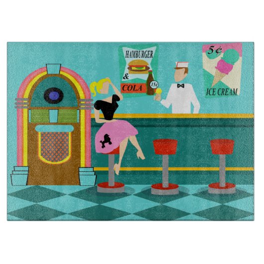 Retro Soda Fountain Cutting Board Snijplank (Voorkant)