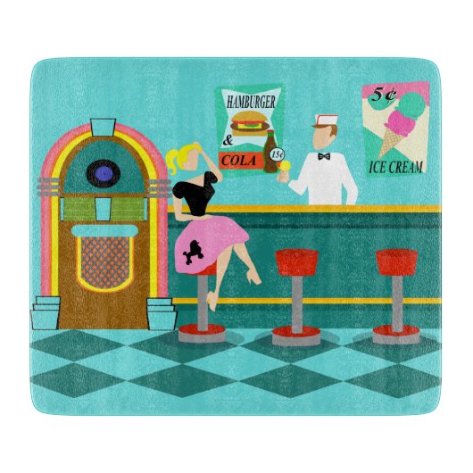 Retro Soda Fountain Cutting Board Snijplank (Voorkant)