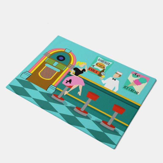 Retro Soda Fountain Deuren Deurmat (Schuin)