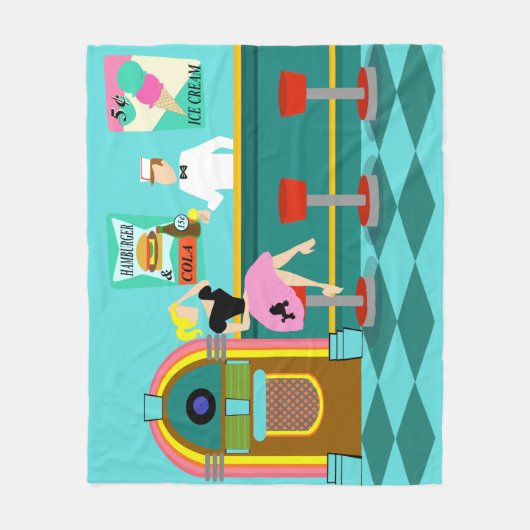 Retro Soda Fountain Fleece Blanket (Voorkant)