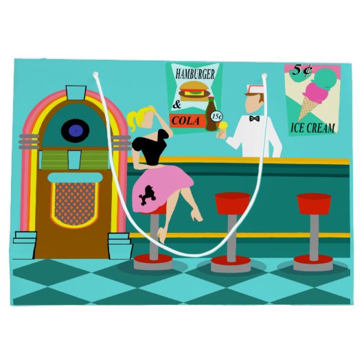 Retro Soda Fountain Gift Bag Large Cadeautasje (Achterkant)