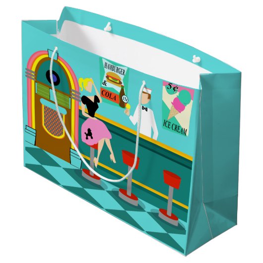 Retro Soda Fountain Gift Bag Large Cadeautasje (Achterkant Gekanteld)