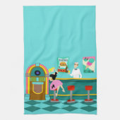 Retro Soda Fountain Kitchen Towel Theedoek (Verticaal)