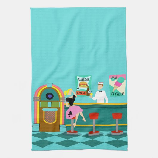 Retro Soda Fountain Kitchen Towel Theedoek (Verticaal)