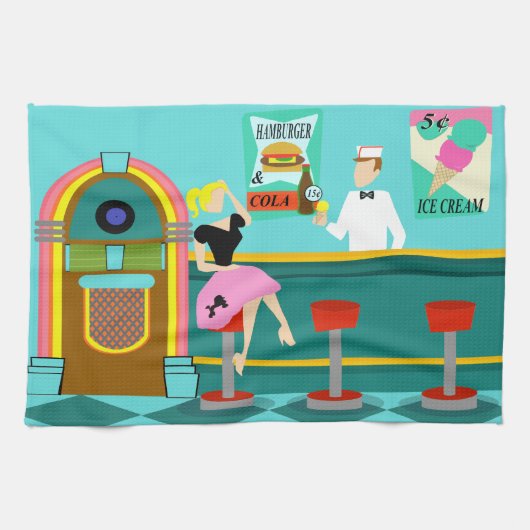 Retro Soda Fountain Kitchen Towels Theedoek (Horizontaal)